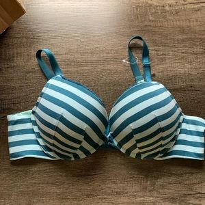 NWOT: Blue striped push up bra